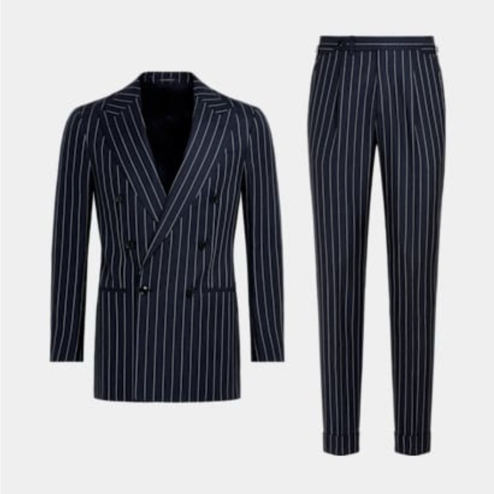 Suitsupply Navy Wool Silk Linen Suit